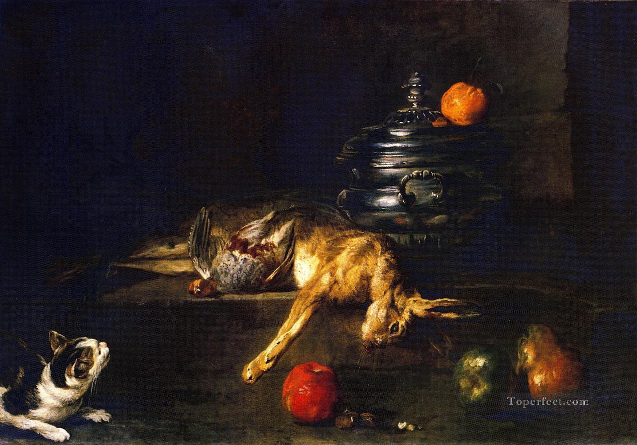 ジャン・バティスト・シメオン・シャルダンxx ヤマウズラとウサギを追いかける猫を描いたスープチュリーン油絵